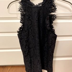 Olivia Grey lace evening wear tank in navy blue
